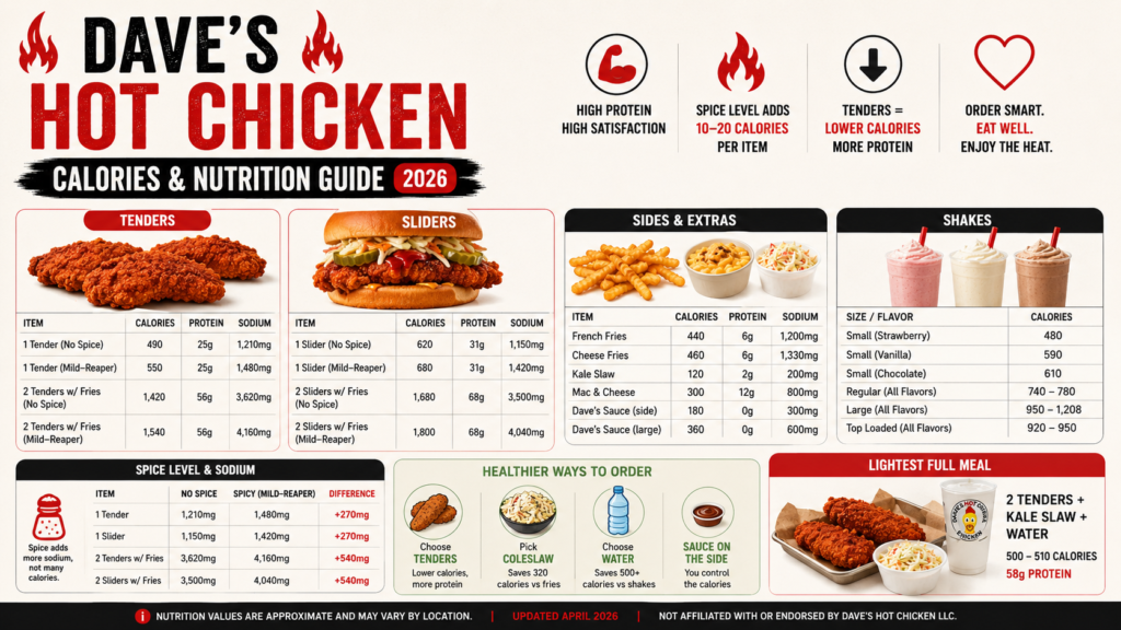 Dave's Hot Chicken Nutrition Facts & Calories