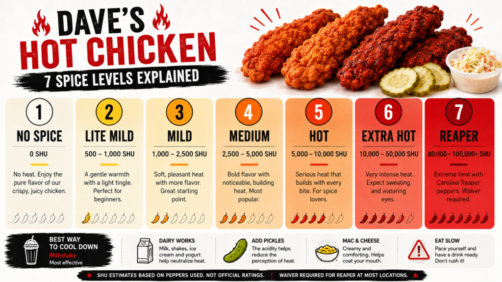 dave's hot chicken spice levels